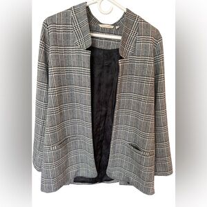 Soft‎ Surroundings Women's Oversized Open Blazer Houndstooth Plaid Jacket Small